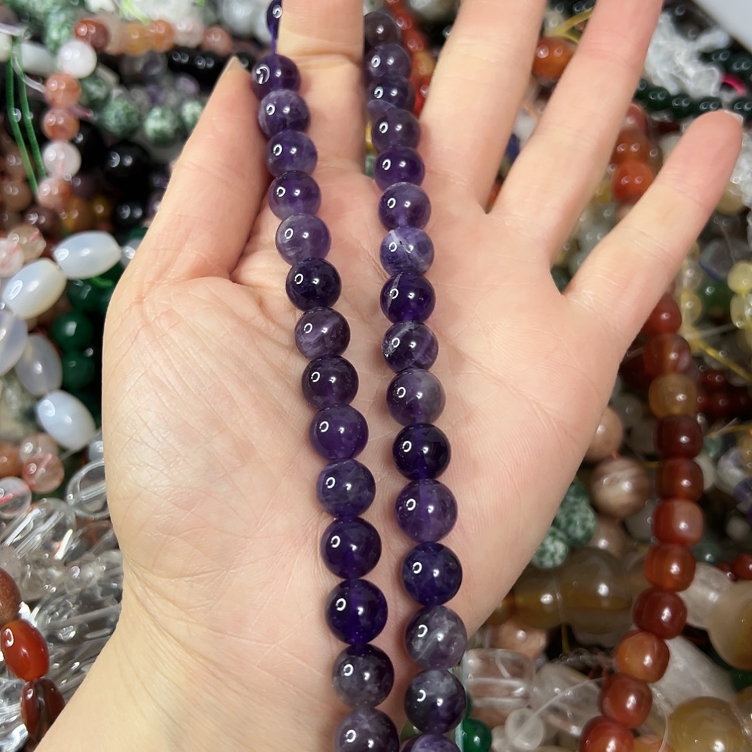 玛瑙/玉髓未镶嵌珠宝半成品，卡10紫水晶一条