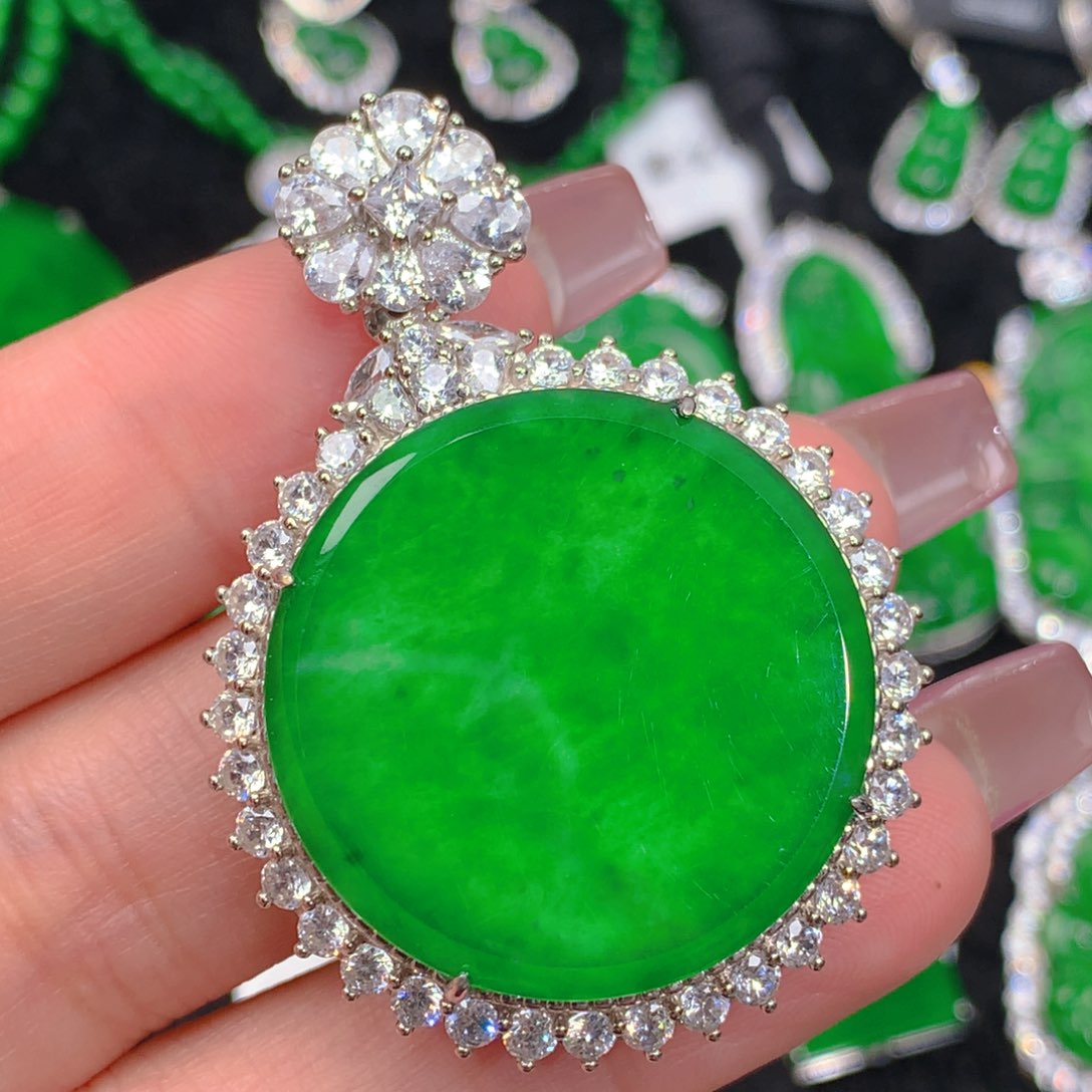 翡翠吊坠(不含链)银S925镶嵌