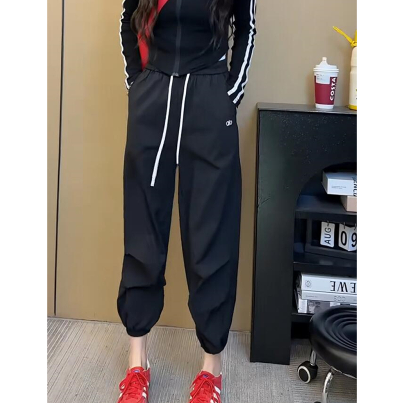 2025年春夏新款大码高腰工装哈伦休闲裤女小个子显瘦九分束脚裤