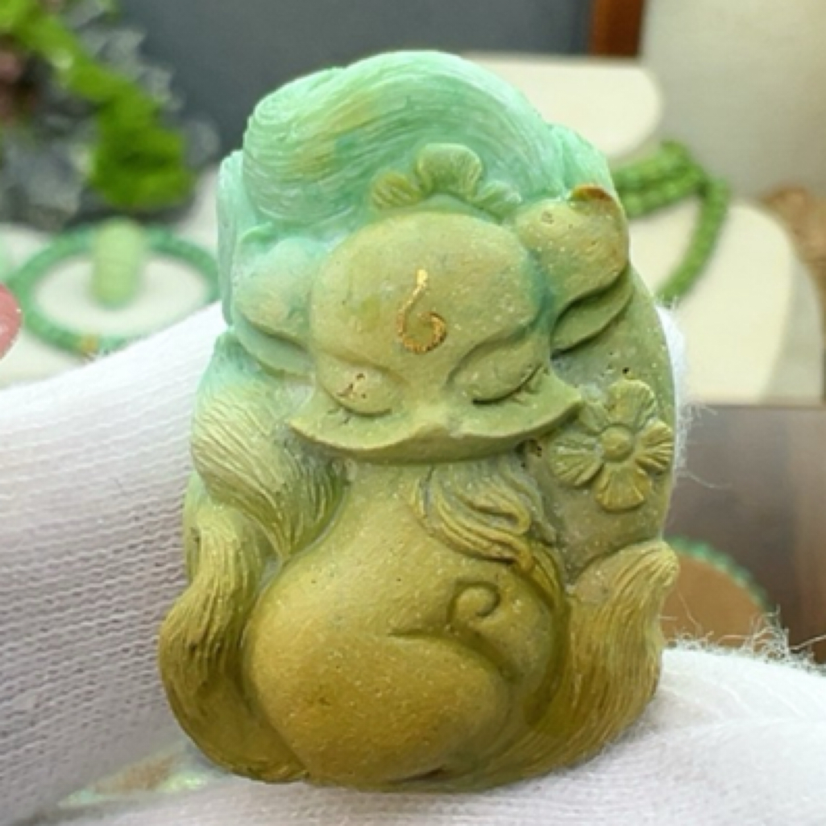 美拉德炫彩双拼色系九尾端庄大气秋冬百搭神器绿松石