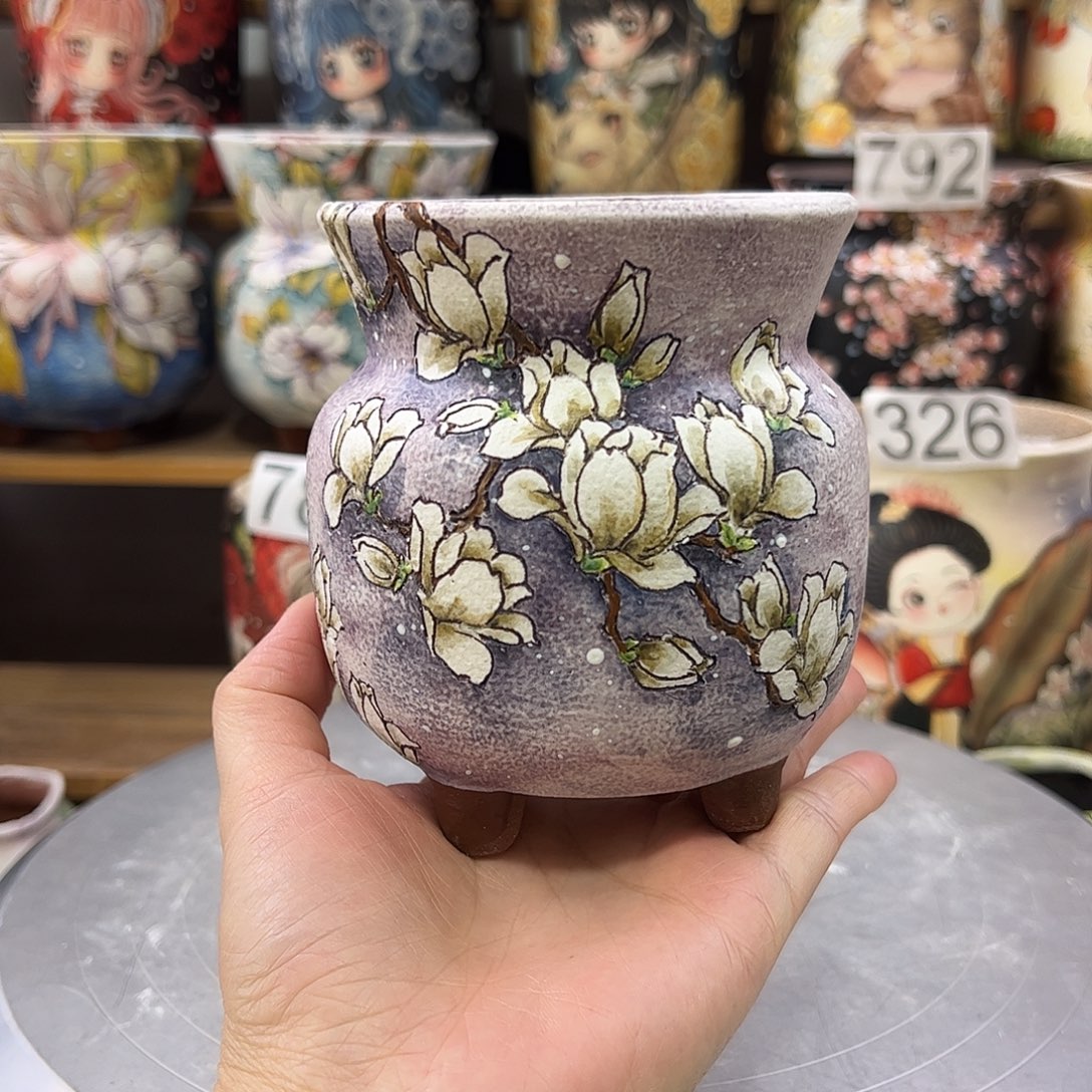 不***.景德镇炫彩手绘景德镇陶瓷花盆