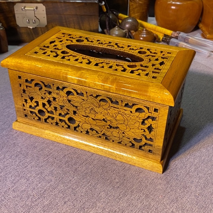 金丝楠金丝楠木小叶纸巾盒