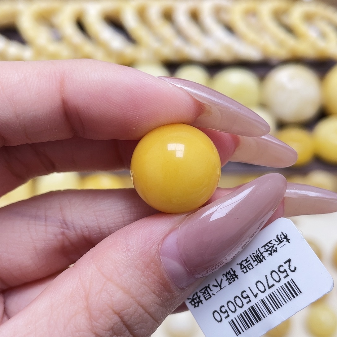 琥珀未镶嵌裸石16mm氧化款圆珠