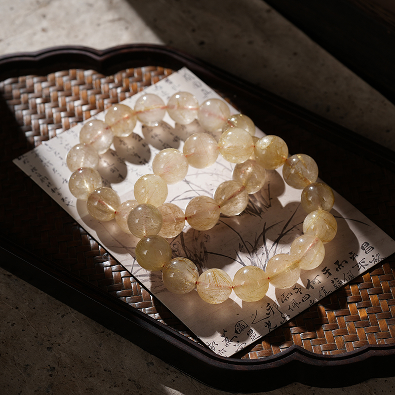 【木槿槿】天然金发晶水晶手串女款小众轻奢单圈串珠手链多样性发一