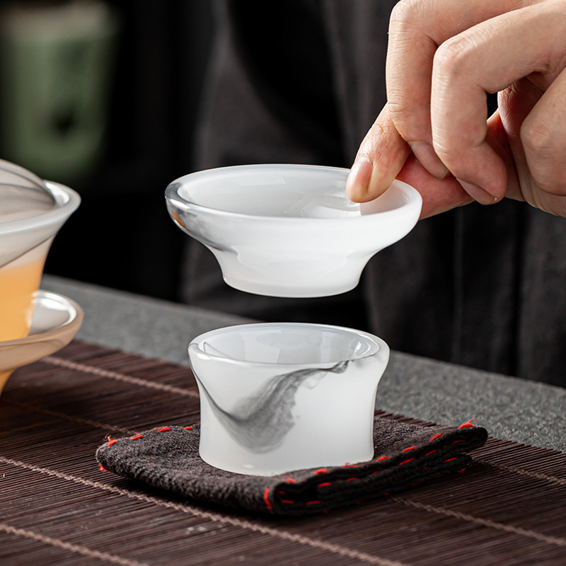 水墨过滤组琉璃茶具套装简约创意家用办公送礼高端盖碗茶杯带