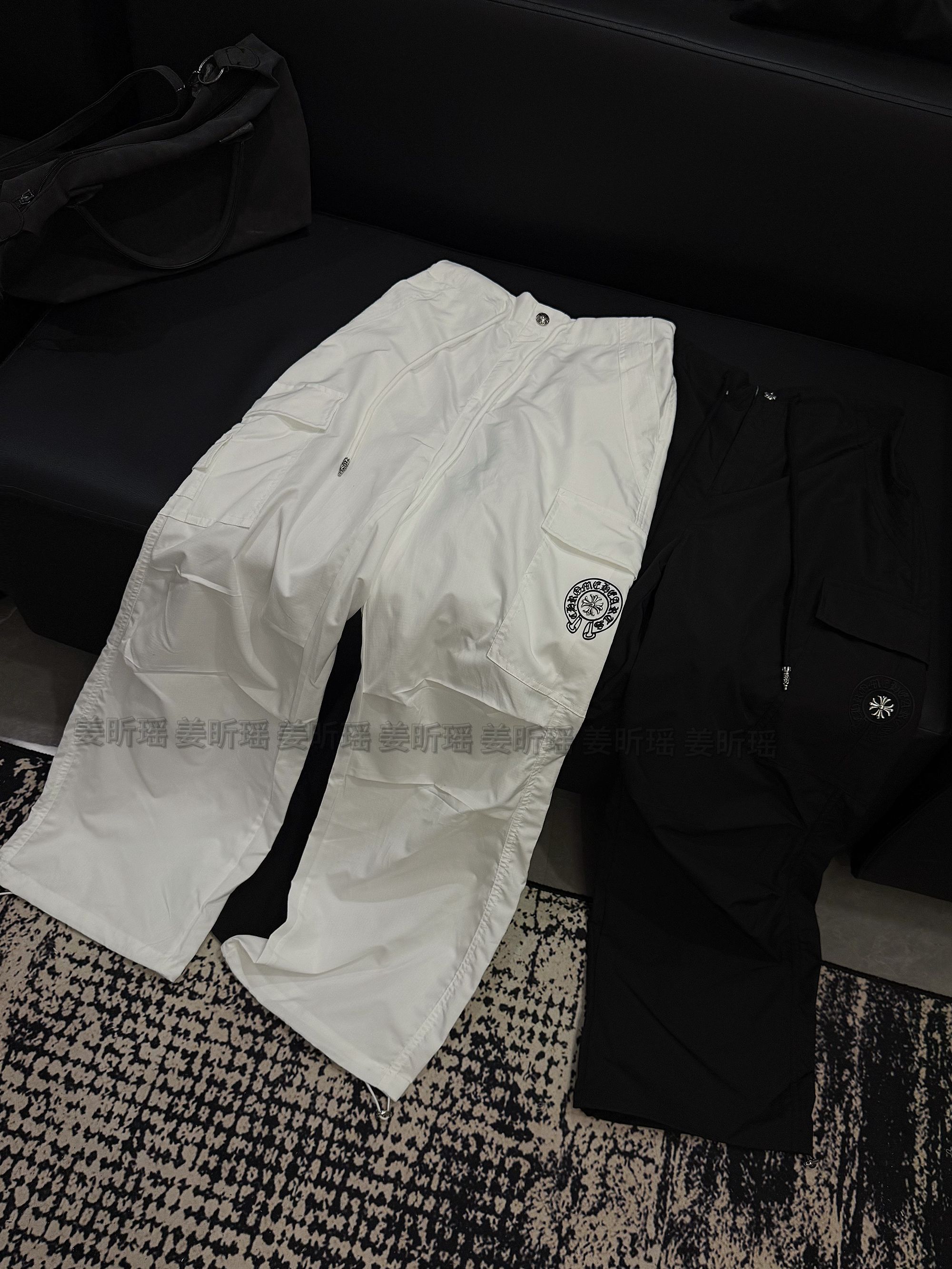 潮感松紧腰宽松休闲阔腿直筒工装裤