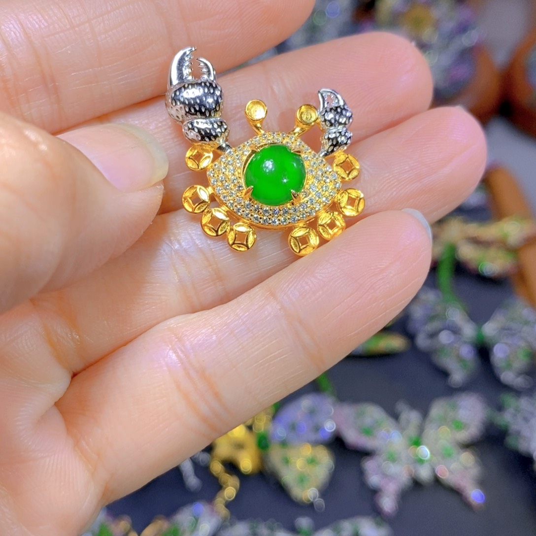 翡翠颈饰银S925镶嵌?****逸天然翡翠