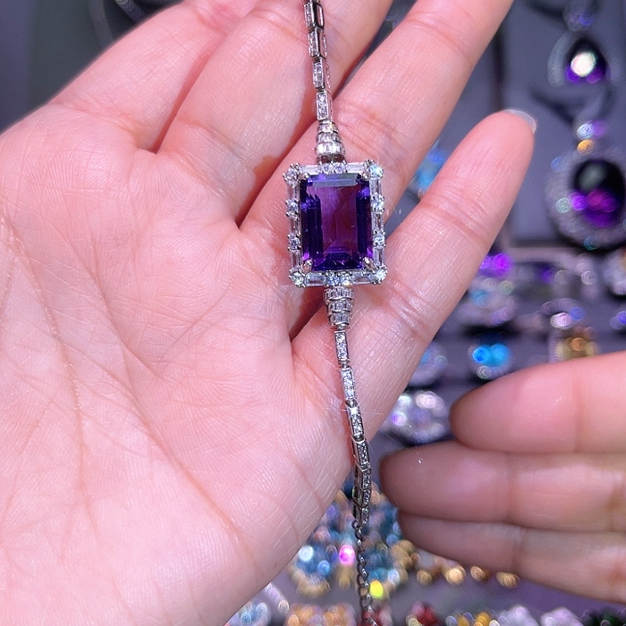 【闪购商品】紫晶手链银S925镶嵌手链