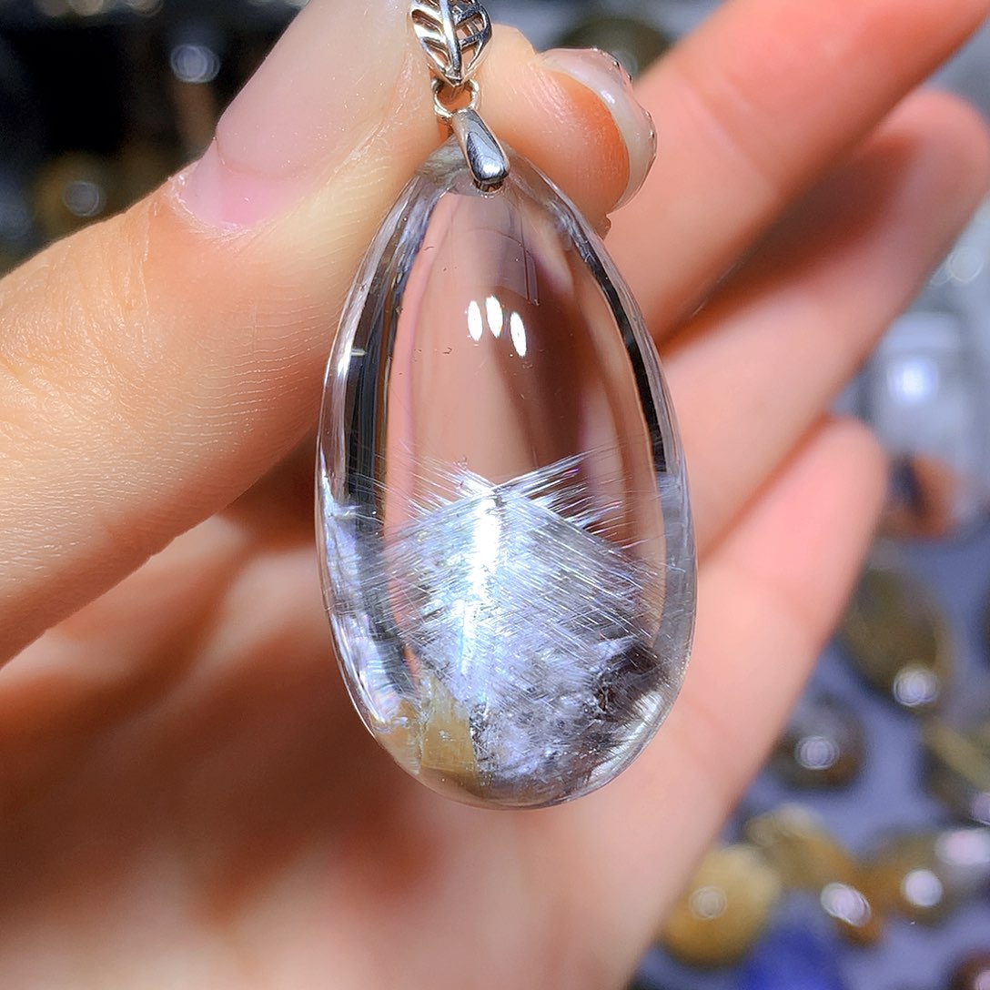 水晶吊坠银S925镶嵌吊坠