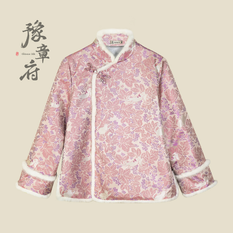 【猫的日记】桑蚕丝宋锦冬季日常高级感国风中式夹棉双水貂毛边外套