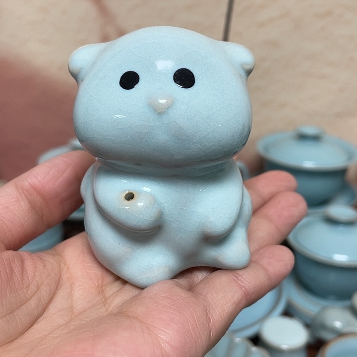 摆件天青猫咪茶宠香插