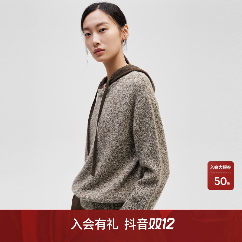 indicia标记商场秋冬连帽羊毛衫宽松随性慵懒感百搭F2D4MS690N