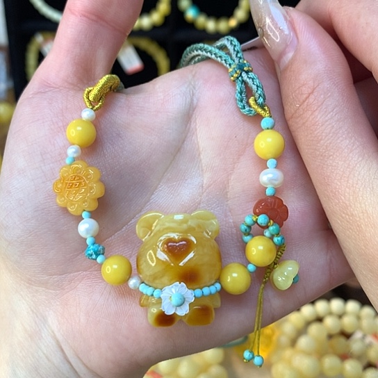 琥珀手链未镶嵌蜜蜡吊坠项链