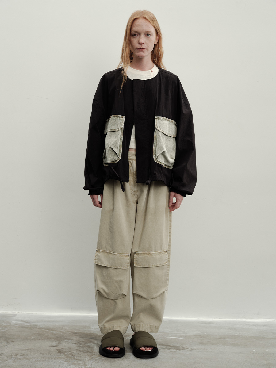 CELECT买手店 夹生 HALF MADE 2025春夏新品 浅灰绿砂洗牛仔裤