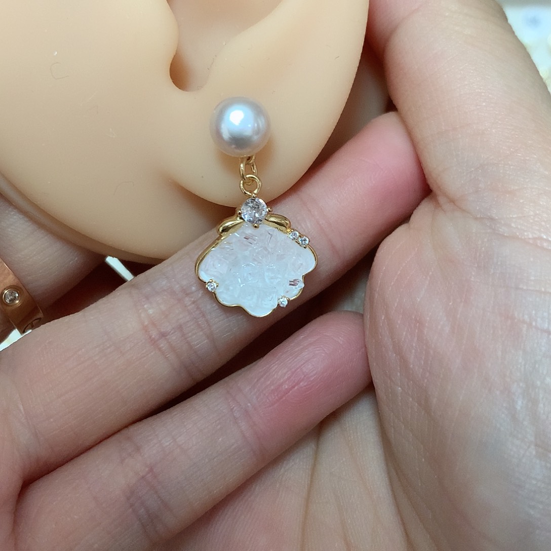 淡水珍珠耳饰合金