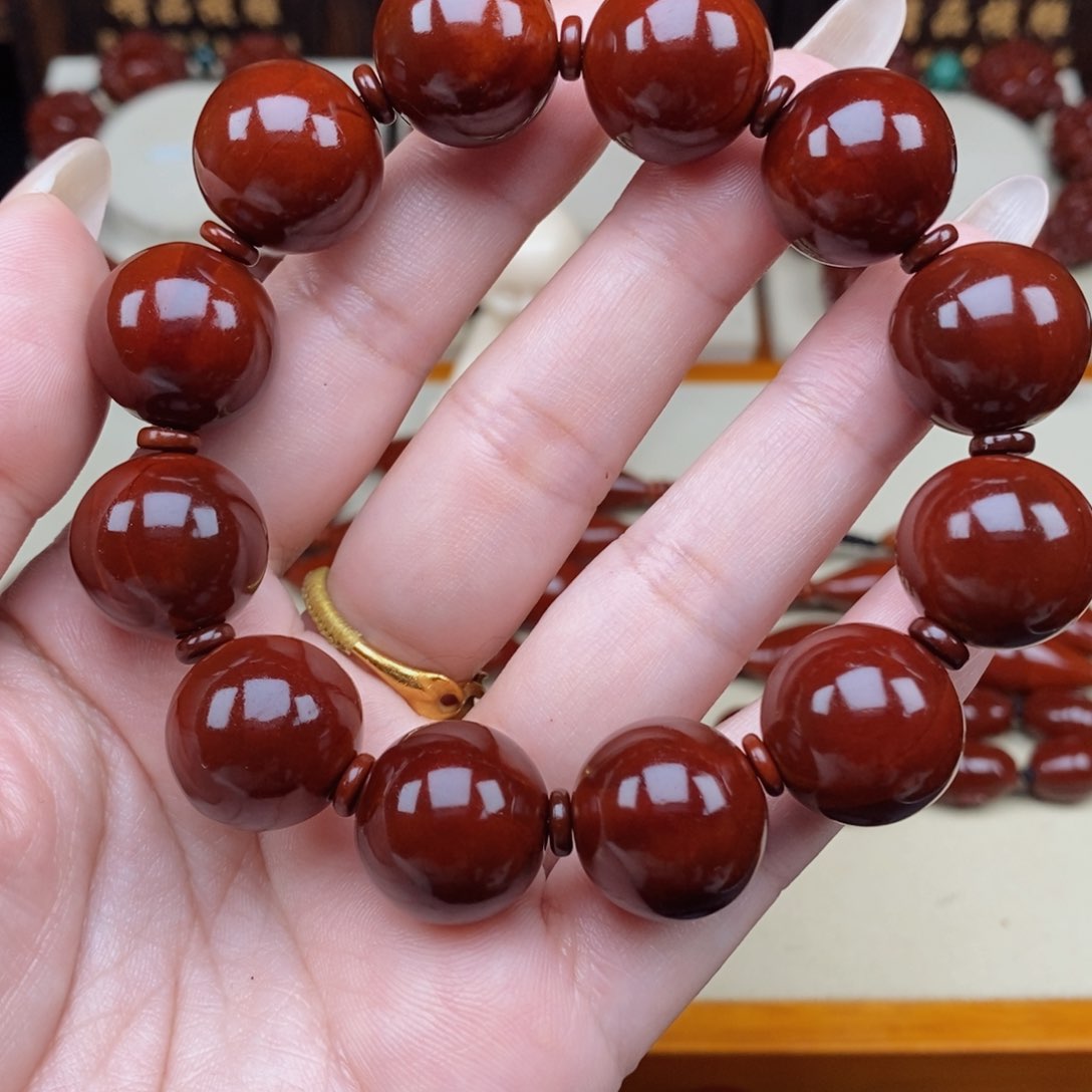 橄榄核吊坠北*正圆光珠