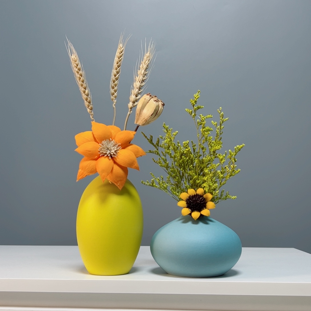 摆件景德镇手作陶瓷花瓶摆件无孔