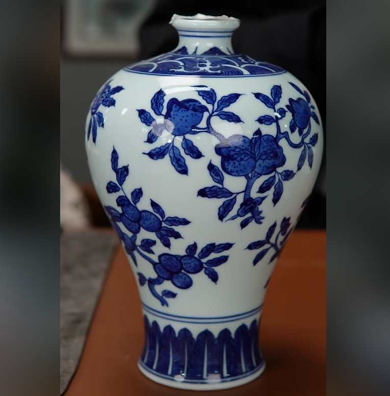 景德镇国营好瓷推荐官青花三多画片梅瓶陶瓷赏瓶221