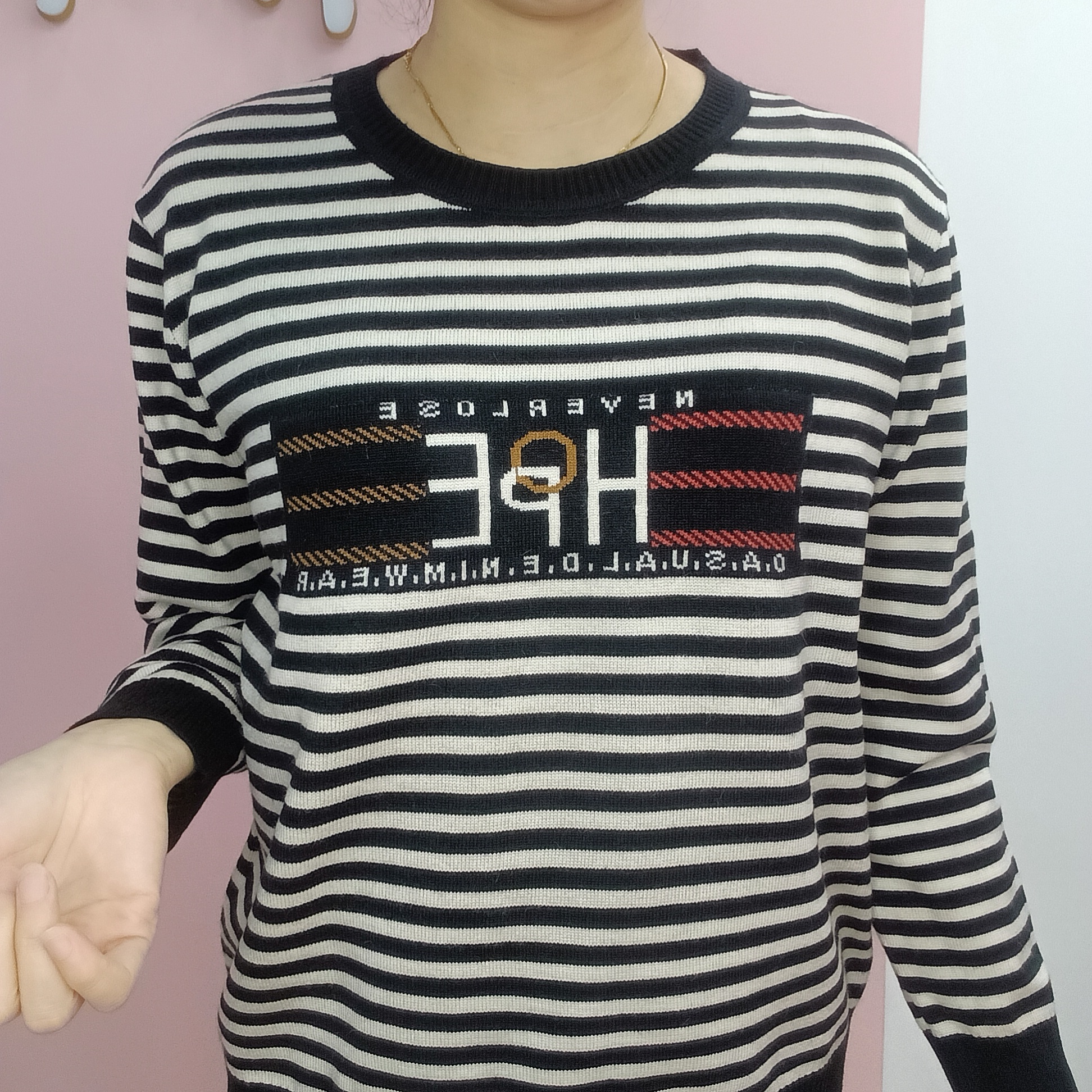 ［姐妹服饰］［5029款条纹］休闲时尚宽松洋气单穿打底毛衣