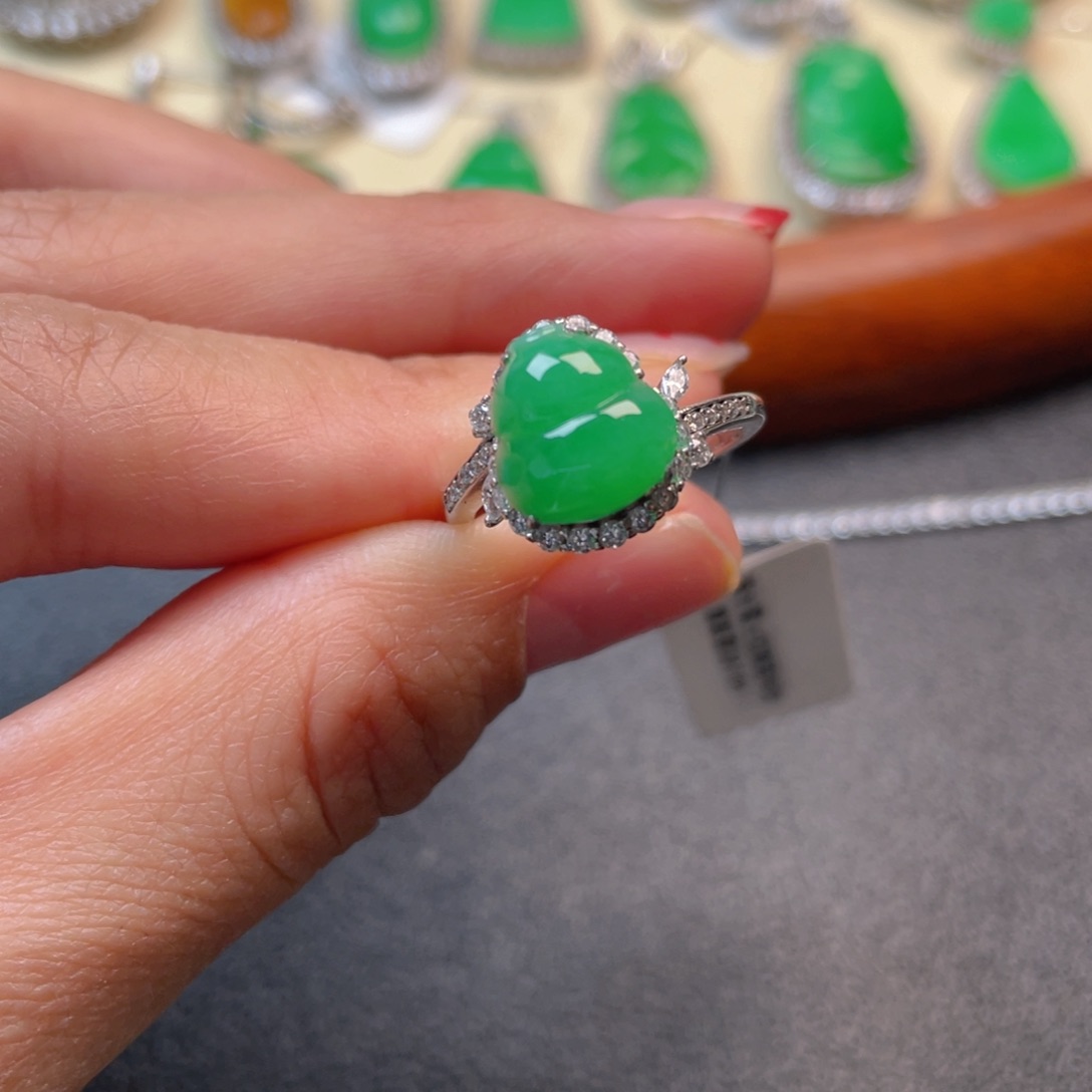 翡翠吊坠(不含链)银S925镶嵌戒指