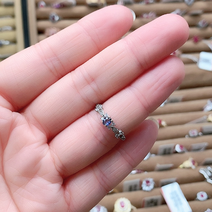 戒指蓝宝石银S925镶嵌