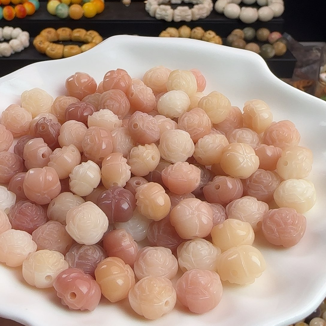 菩提根/象牙果手串卡13粉色山茶花20颗➕5颗