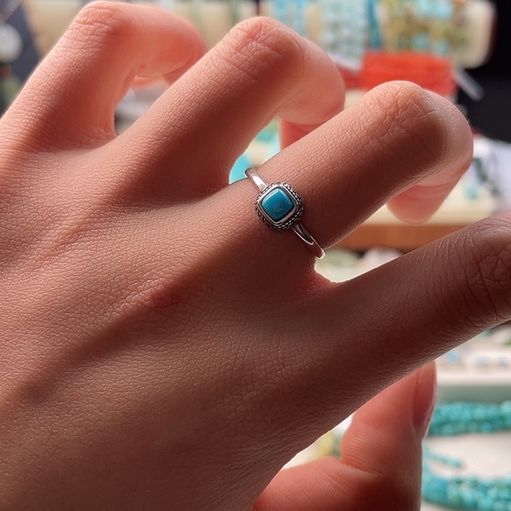 绿松石银S925镶嵌戒指