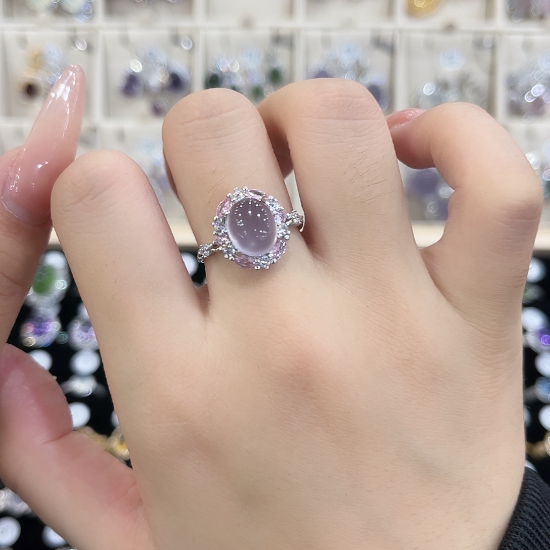 糖***)银S925镶嵌萤石戒指