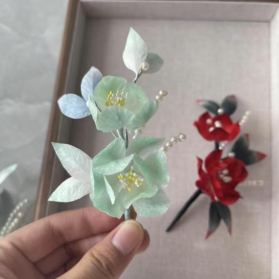 【翠珠】纯手工绒花发饰