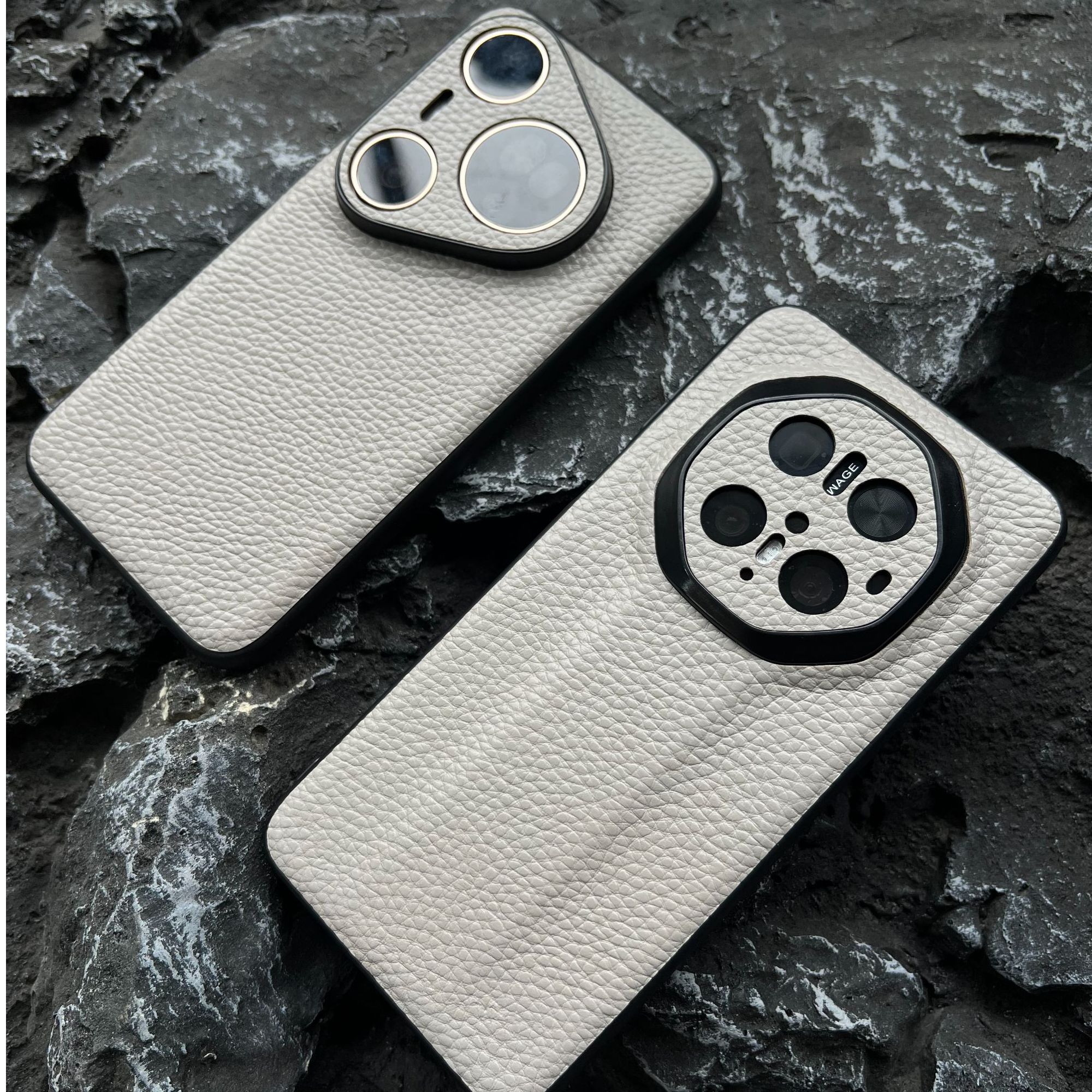 【荔枝纹大象灰】【头层牛皮】适用华为Mate70苹果小米17Promax手机壳