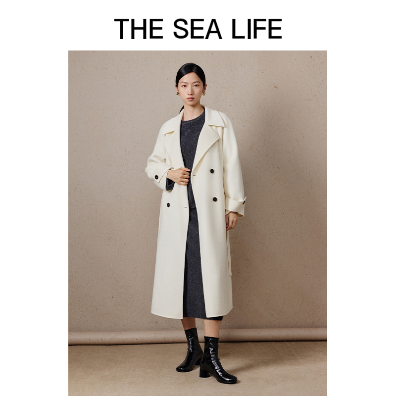 THESEALIFE 高级感大衣女冬莱赛尔白色毛呢外套18307