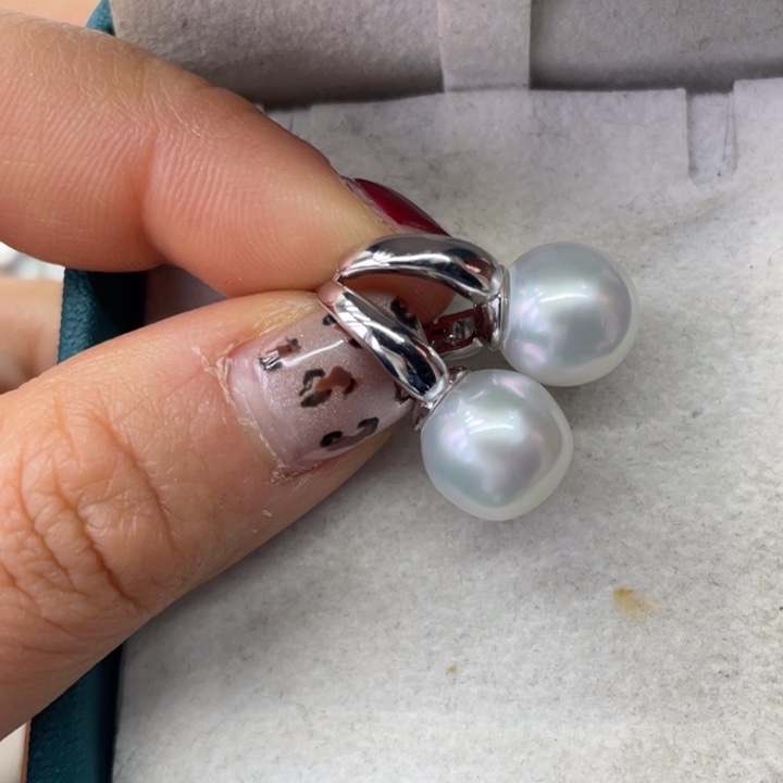 海水珍珠耳饰银S925镶嵌