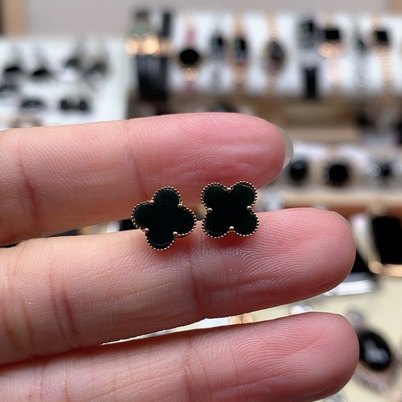 【闪购商品】翡翠耳饰18K金镶嵌墨翠