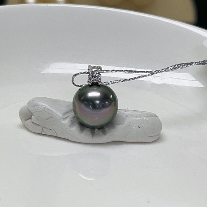 银S925镶嵌颈饰海水珍珠大溪地 9-10mm 75号