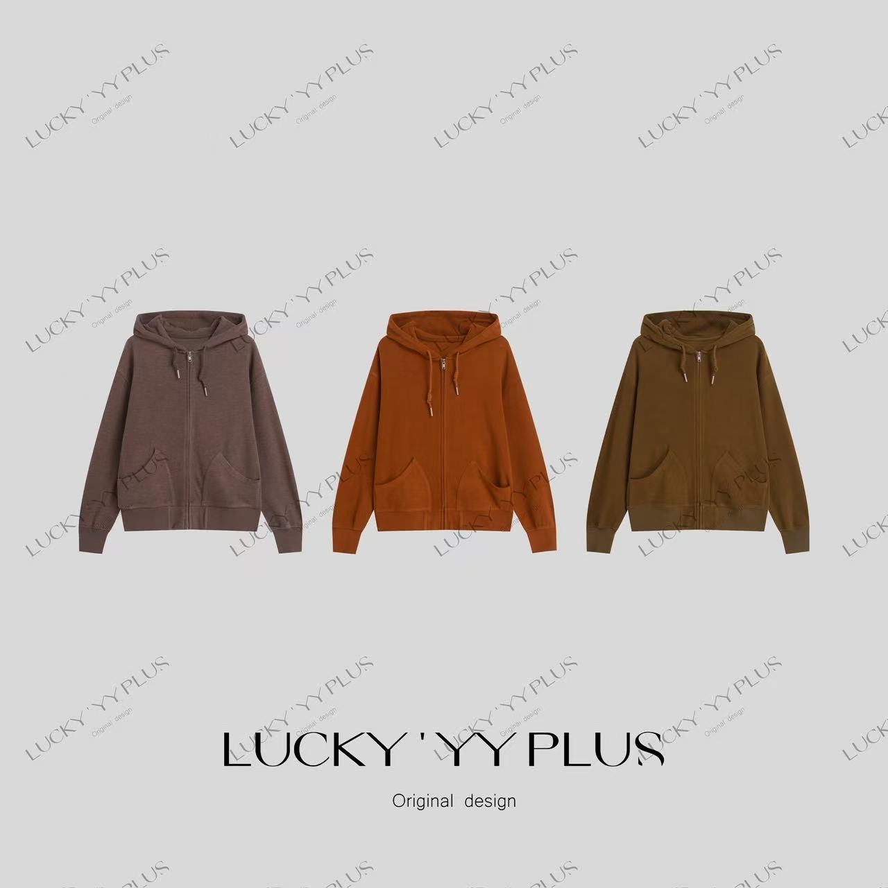 LUCKYYY高品定制加厚双面绒感暖姜纤维保暖舒适宽松休闲卫衣B2272