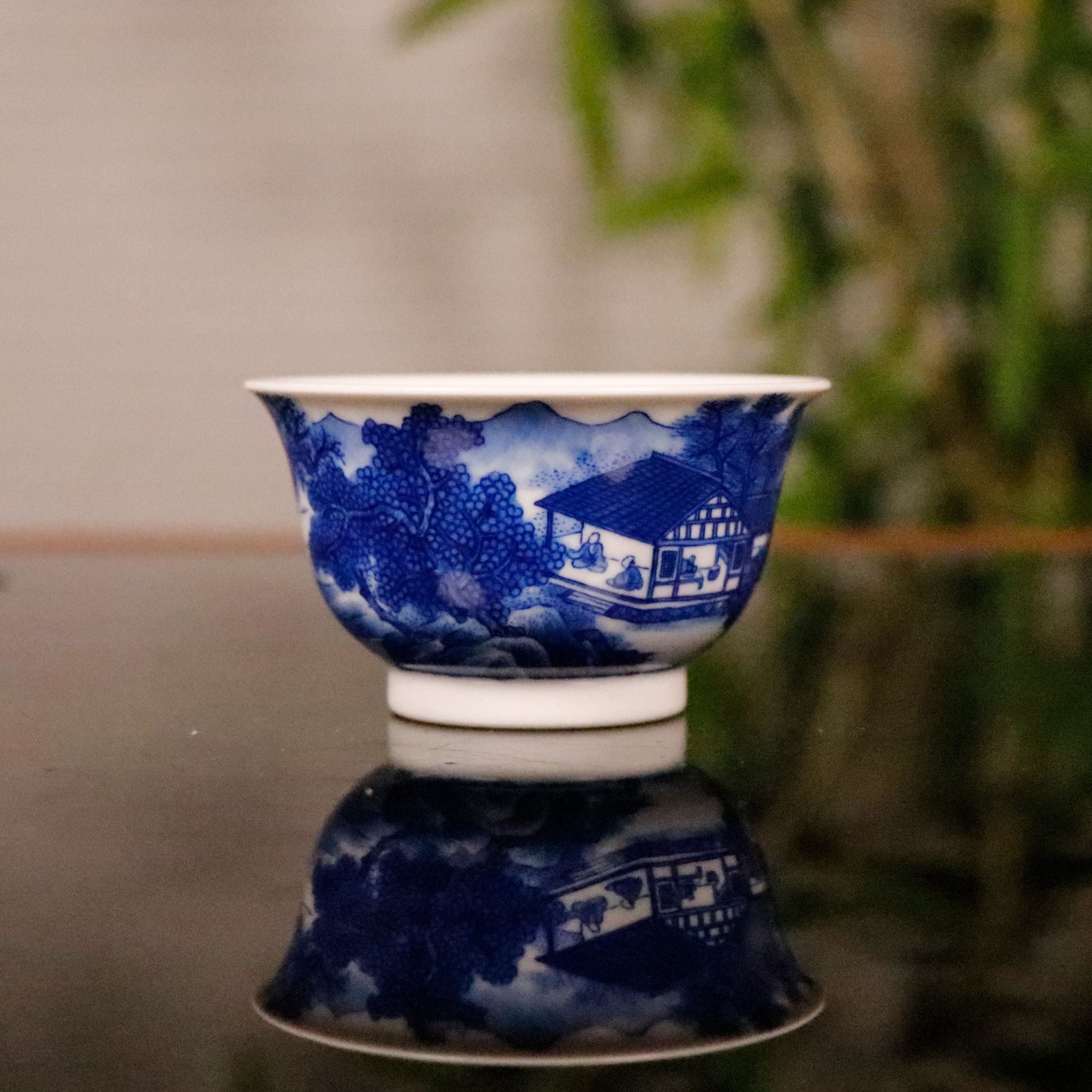 片云晚谷青花山水若深杯景德镇手工手绘茶器茶杯茶具陶瓷