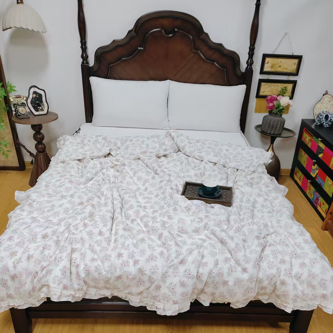 双层纱花边款双人被套标准200*230微瑕～M158