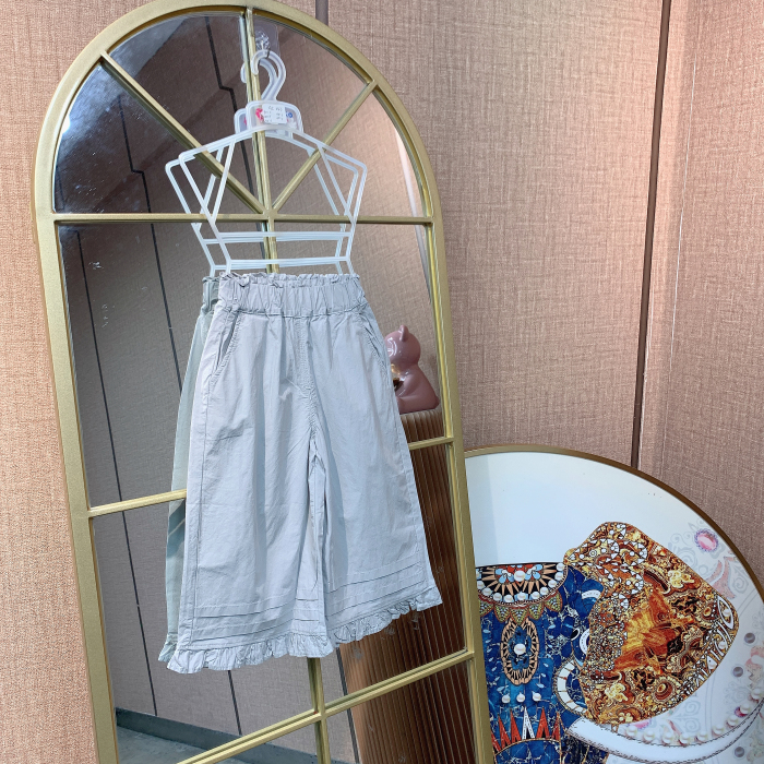 AC243    宝宝灰色水洗棉布阔腿休闲裤子