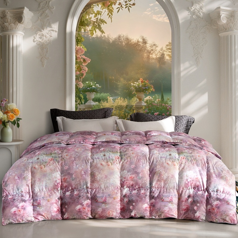 酒店同款高端白鹅保暖印花冬被 加厚款静音不跑绒轻盈被被子被芯