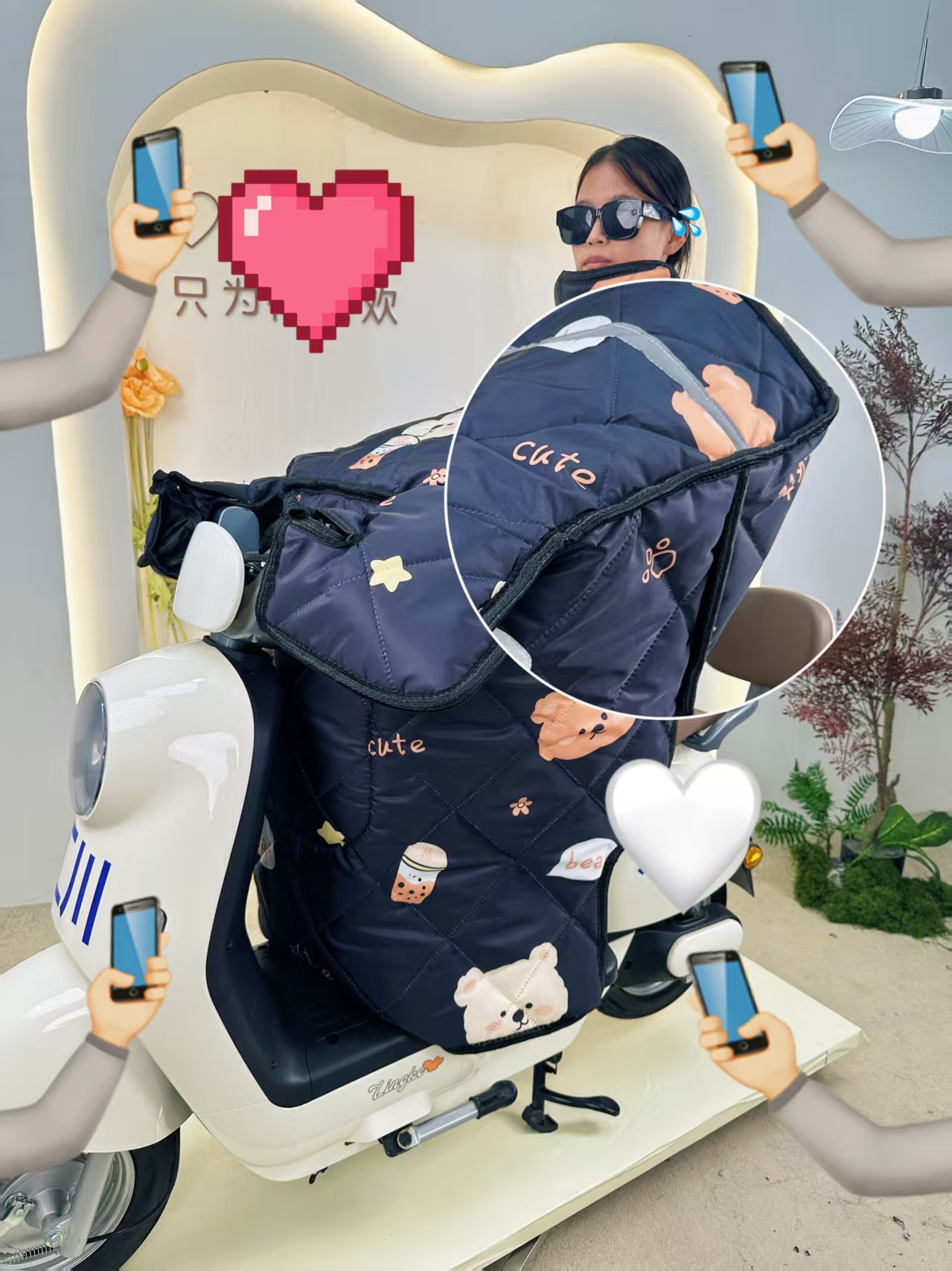 【护肩款】天合-冬季加厚加绒电动摩托车挡风被防风保暖防水通用款