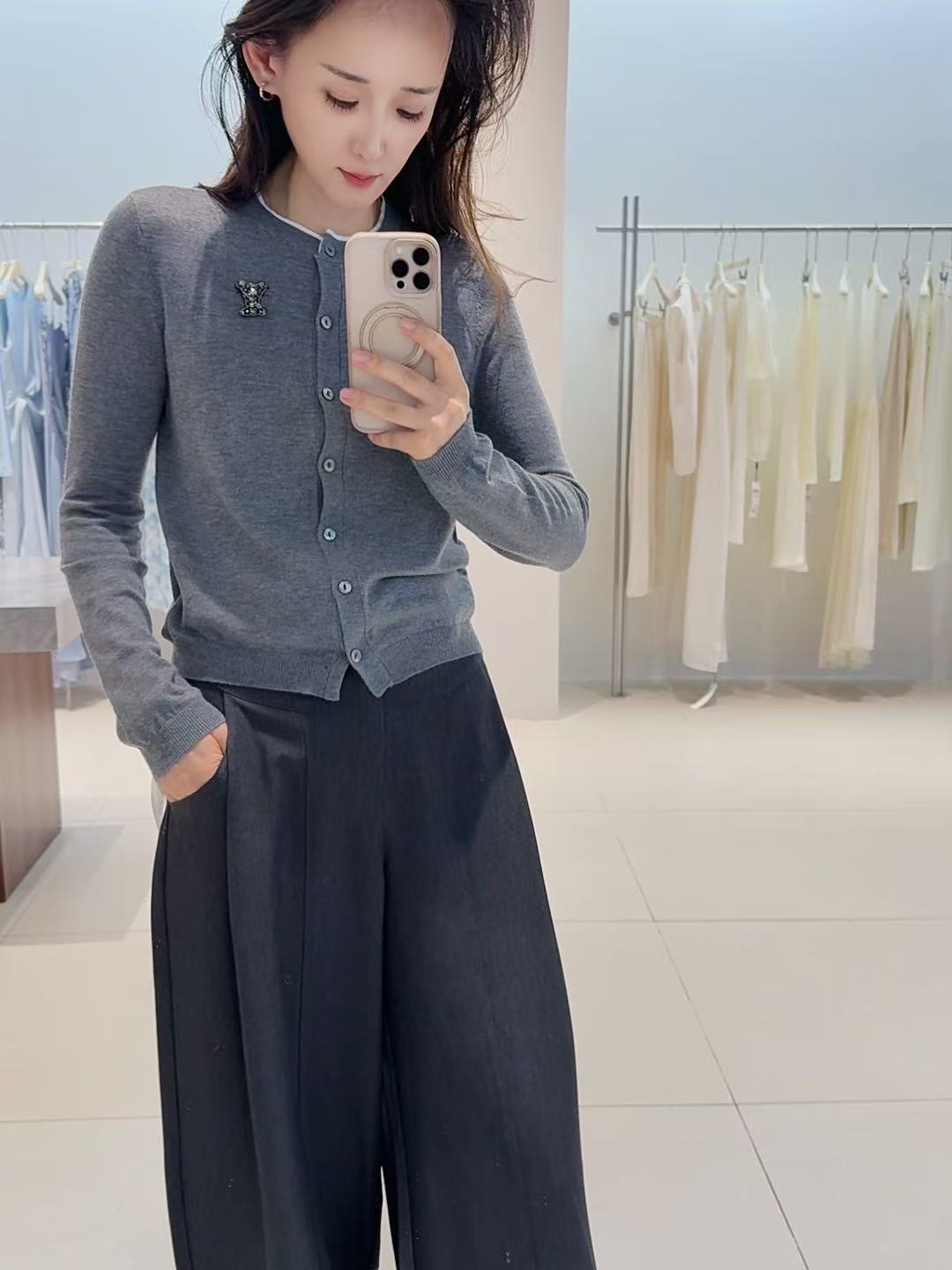 针织衫-DD0296赛家假两件圆领长袖开衫