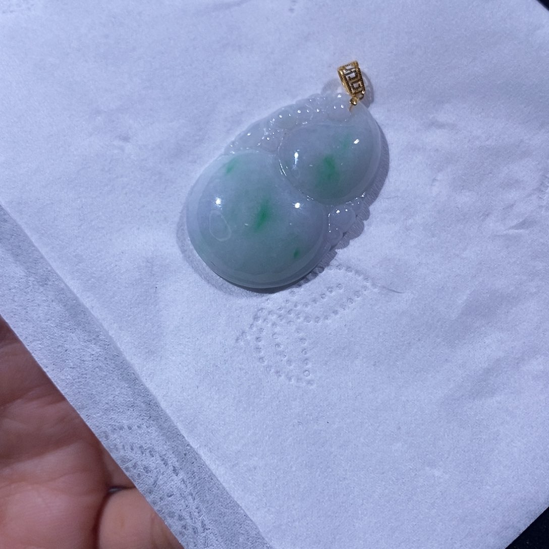 翡翠吊坠(不含链)18K金镶嵌