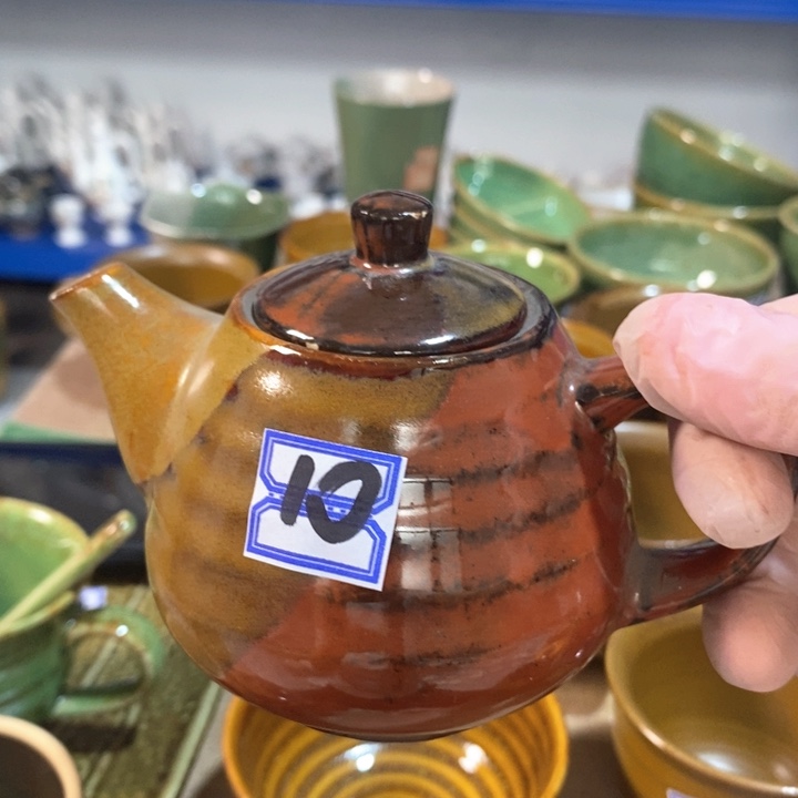 瓷片五厂铁红釉酱油醋壶微瑕疵