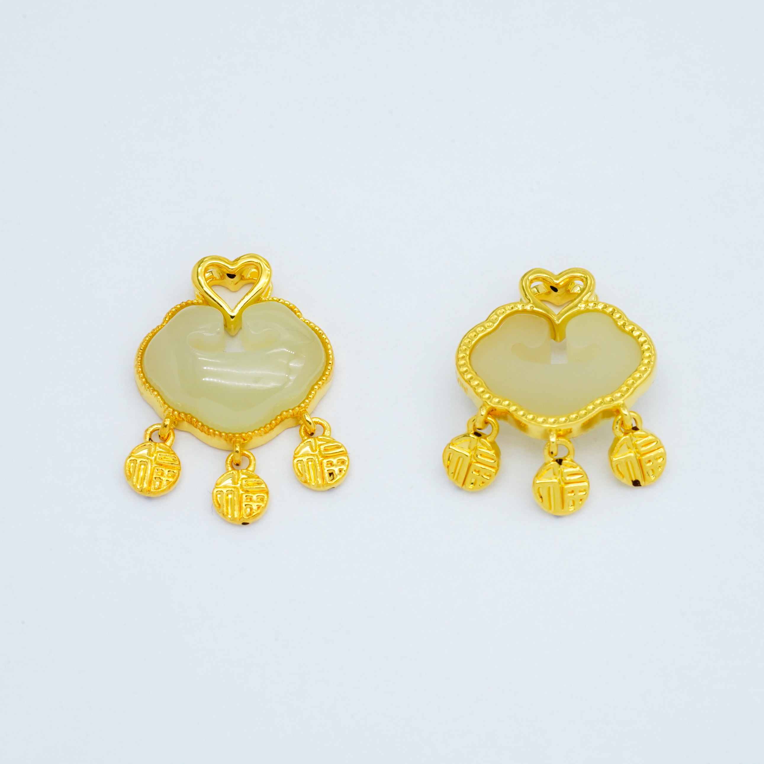 18k金和田玉流苏福锁吊坠【QL07308】