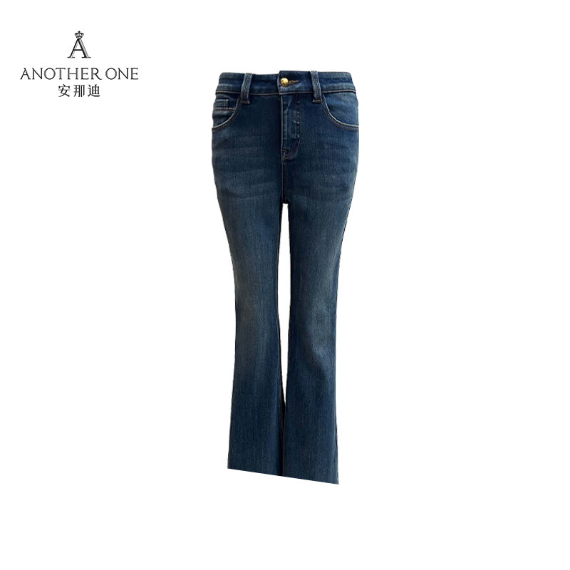 ANOTHER ONE安那迪高腰复古喇叭牛仔裤水洗美式百搭牛仔阔腿长裤