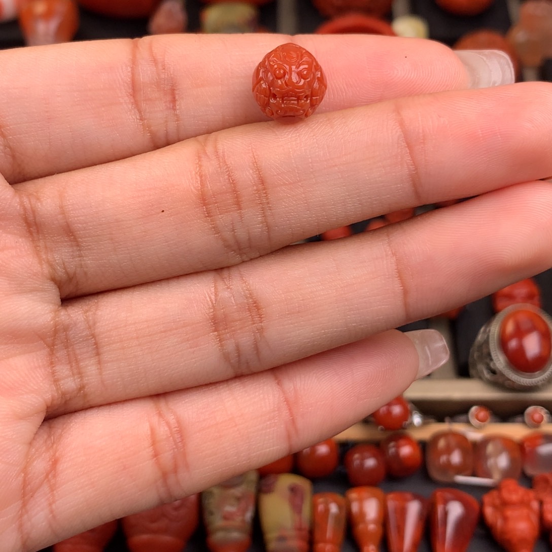 南红玛瑙未镶嵌貔貅圆珠9+