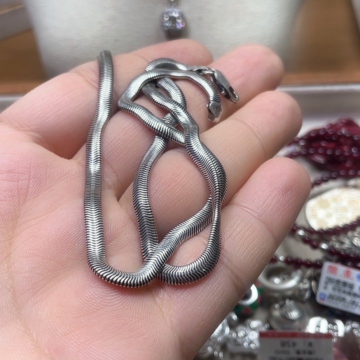 坠链均925银锆石蛇骨链