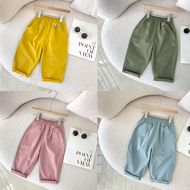 【糖果系有弹性】儿童早秋款男童宽松萝卜腿纯色韩版男女童百搭外穿