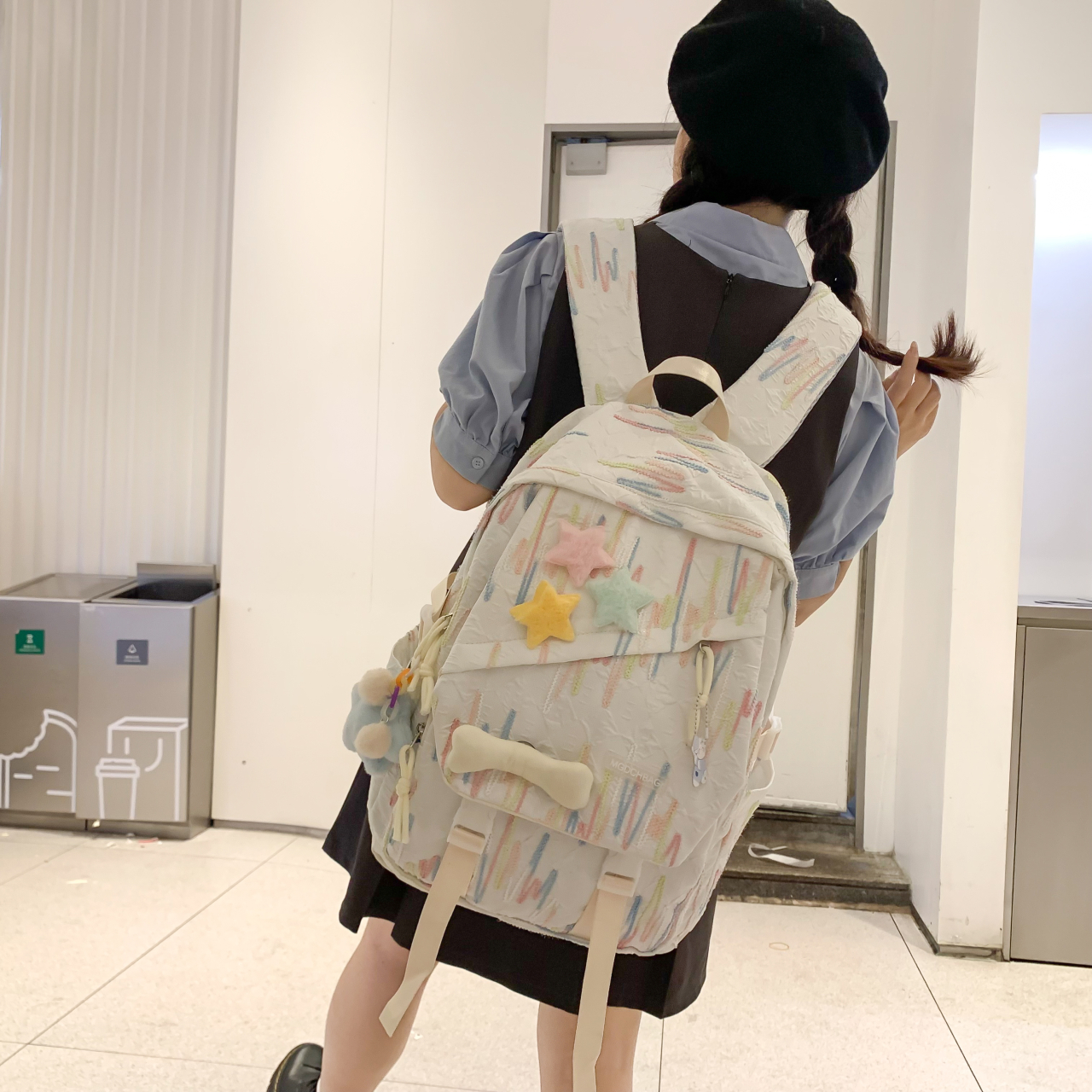 简约小清新背包书包女ins可爱高中初中生大容量百搭双肩包小学生