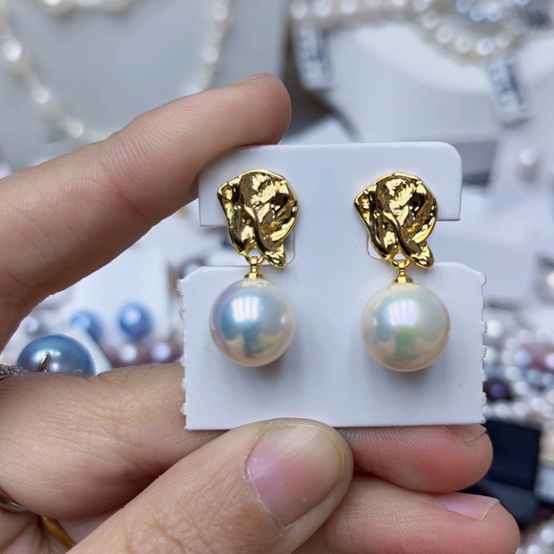 淡水珍珠耳饰银S925镶嵌